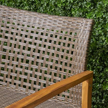 Hassyee Acacia Wood Loveseat for Two Person, Outdoor Furniture with Woven Wicker Backrest and Seat for Backyard, Balcony, Poolside, Outdoor, Classic Chair with Wooden Armrests for Garden (Natural)
