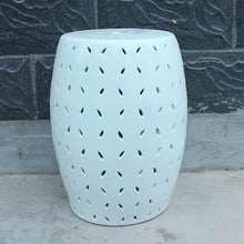 JOYNOW Ceramic Garden Stool Decorative Garden Stools Black Orchid Carved Drum Stool Porcelain Stool Dresser Stool Stool Beige Hole Round Garden Stool Ceramic(Blue)