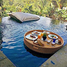Floating Tray Swimming Pool Floating Beverage Bar, Luxury Serving Tray Pool Accessories for Adults Beach Water Breakfast Plate Pool Drink Holder khaki-60cm