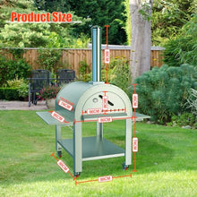 Pizza Oven, Outdoor Pizza Oven 32 Inches, Wood Fire Pizza Oven with Wheels, Stainless Steel Pizza Maker for Outdoor Kitchen, Backyard, Patio, Garden & Restaurant