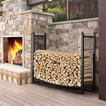DJVHSRI 3.8Ft Firewood Rack Mesh Sides Heavy Duty Fire Wood Stand Holder Outdoor Indoor Fireplace Log Storage Metal Lumber Stacker Organizer,