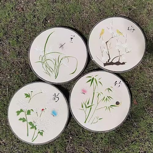 Elitix Stepping Stone Plant Step Stones Kits for Outdoors Garden, 13" Path Stepping Decorative Stone Set of 4, Large Ornaments Lawn Stone for Patio Terrace Yard