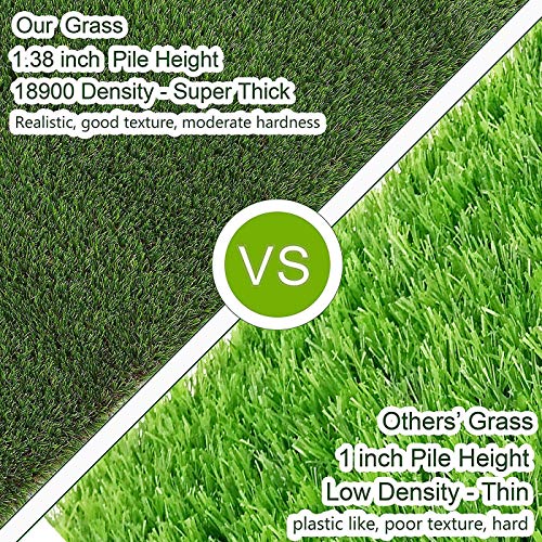 Petgrow Realistic Artificial Grass Turf 10FTx25FT Synthetic Lawn Mat