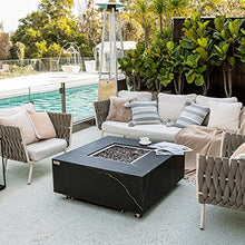Sofia Marble Fire Pit 39.4" x 39.4" Outdoor Patio Firepit Includes Fire Glass Modern Fire Pits & Outdoor Fireplaces for Garden, Deck, Indoor & Outdoor Heating