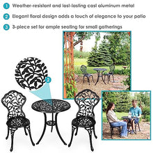 Sunnydaze 3-Piece Black Outdoor Cast Aluminum Patio Bistro Set