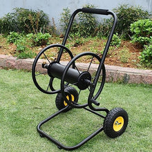 Garden Hose Holder Industrial Hose Reel Cart, Heavy Duty Metal Frame with Solid Wheels, Labor saving Hose Guide System, Holds 490-Feet of 1/2" Hose Capacity for Outside Garden & Yard Pipe Hose Storage