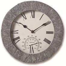 ZYBB Retro Wall Clock, Resin Wall Clock, Waterproof Outdoor Wall Clock with Thermometer, for Wall, Garden, Courtyard
