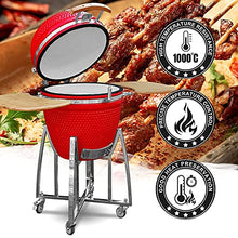London Sunshine Ceramic Kamado Charcoal BBQ Grill 18 Inch Red