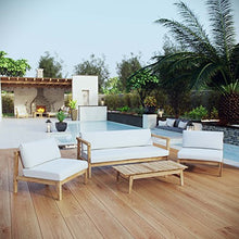 Modway EEI-3107-NAT-WHI-SET Bayport 4 Piece Outdoor Patio Teak Set in Natural White