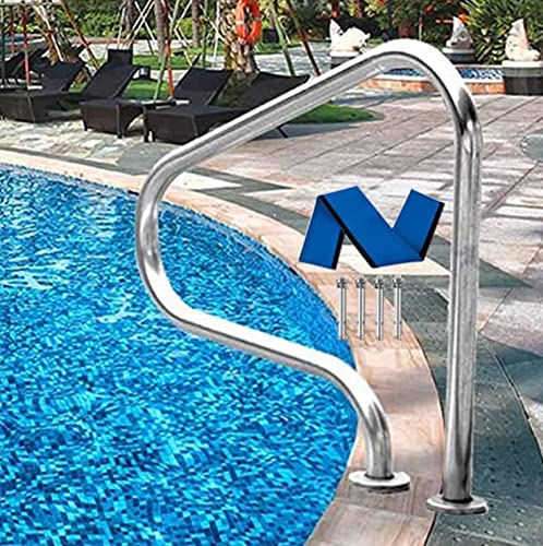 Sturdy Pool Safety Handrails Pool Handrails 31.5" X 31.5" Pool Handrail Inground Swimming Pool Hand Rail Ladder Step Handrail 304 Stainless Steel Perfect Handle Pool Stair Rail