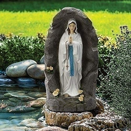 Roman 36" Our Lady of Lourdes Grotto Outdoor Religious Garden Statue, Resin Sculpture, Inspirational Gift for Mother's Day or Memorials