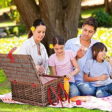 Picnic Basket Set 4 Person Wicker Picnic Basket Handmade Waterproof Picnic Blanket Equipped with Incubator and Cutlery Suitable for Picnics and Camping by The Lake Beach
