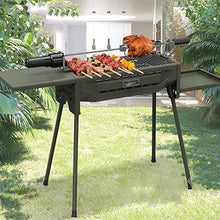 Barbecue Desk Portable Foldable Charcoal Grill Outdoor BBQ Grill Large Cooking Surface with Baking Fork and Non-stick Bottom Pan for Outdoor Picnic Patio Cooking Backyard Party，dark Green Tabletop Bar