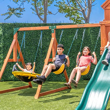Sportspower Sandalwood Wood Swing Set with Swings, Slide & Playhouse Green