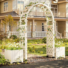 Garden Arbor with 2 Planter, Wooden Outdoor Arch Trellis, 86" H Outdoor Lawn Arch for Climbing Plants for Backyard, Lawn(White)