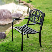 ELUKHT Daily Necessities Outdoor Terrace Metal Wrought Iron Dining Chair, Single Chair with armrests and Back, Outdoor Metal Rust-Proof Seats for patios, porches and Decks (A)