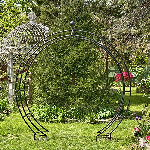 Zaer Ltd. Large Elegant Round Garden Arch Moon Gate Black