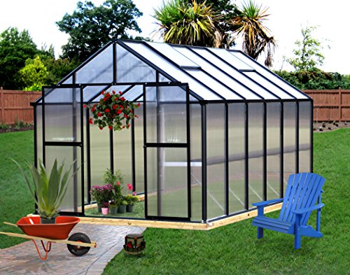 Monticello MONT-12-BK Greenhouse, 8' x 12', Black