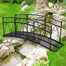 Kinpaw 8FT Extra Large Garden Bridge with High Guardrails Black