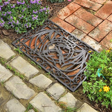 GTPBAO Heavy Duty Cast Iron Doormat, 23.2×14.6 in, Rectangle Non-Slip Entrance Shoe Scraper Mat for Garden Patio, Vintage Dragonfly Design
