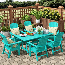 WO Outdoor Adirondack Dining Chair Table 7 PCS Set Retro Aesthetic Furniture for Outside Restaurant Dining, Home, Balcony, Terrace, Lawn, Pool, Deck, Garden (Turquoise)