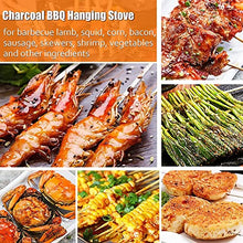 piudoiliy Vertical Charcoal BBQ Grill,Portable BBQ Grill, with Stainless Steel Mesh/Skewers/Rolling Basket,for Camping