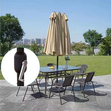 EUQKKWLOY Large 4.6M Patio Umbrella with Crank, Double UV Protection, Outdoor Table Sunshade for Terrace, Pool, Balcony, Beach - Khaki Garden Canopy
