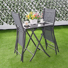3 Pcs Bistro Set Garden Backyard Table Chairs Outdoor Patio Furniture Folding Square Table