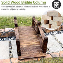 MKYOKO Garden Bridges with Safety Rails Stained Finished Wood Decorative Pond Bridges for Backyard/Cream/Farm, Outdoor Yard Walkway Path Arch Bridge