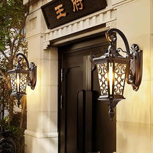 MVUYO Water Ripples Glass Shade Barn Light Fixture Sconces Black Exterior Wall Lantern E27/E26 Socket Lamps for Patio Garage Front Door Entryway Lighting(59 * 21cm)
