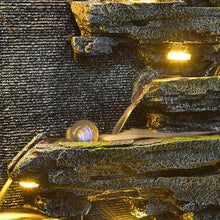 77-Inch Cement and Concrete Water Fountain with LED Lights Indoor,Outdoor Decoration,Garden,Balcony, Housewarming Gift,Door to Door(A)