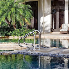 BSNANCA Pool Handrails Swimming Pool Hand Rail, 304 Stainless Steel Stair Rail, Handle Pool Grab Ladder,with Blue Grip Cover & Self-Taping Screws
