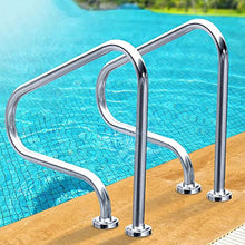 MSHOSAC Pool Handrail,2Pcs Pool Handrail for Stairs, 31.5x31.5inch, 304 Stainless Steel with Blue Grip Cover, Complete Mounting Accessories Included, Durable Swimming Pool Safety Rail
