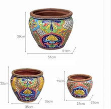 Outdoor Large Flower Pot Villa Garden Ceramic Mosaic Decoration Plant Pot Creative Landscape Potted Vase Plant Container Classical Pots Bonsai Planter Colorful (Sun Flower M)