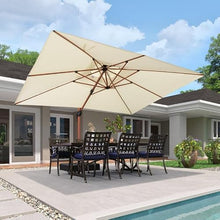 OROTLECT 13ftx10ft Rectangular Cantilever Patio Umbrella Offset Hanging Umbrella with Crank Lift Cream Polyester Canopy for Garden Deck Poolside Outdoor