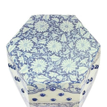 JOYNOW Ceramic Garden Stool Decorative Garden Stools Hand-Painted Blue and White Hexagonal Stool Window Landscape Dressing Stool Antique Drum Stool Home Collection Ornaments Garden Stool Ceramic