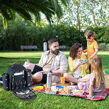 WJJDLLNP 4 Persons Picnic Backpack With Refrigerated Compartment Detachable Bottle Portable Camping Tableware Bag