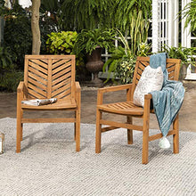 Walker Edison 7-Piece Outdoor Wood Chevron Patio Dining Set Brown