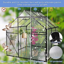BouPower 6x6 FT Polycarbonate Greenhouse,Aluminum Strudy Walk-in Greenhouses for Outdoor Backyard in All Season, Black
