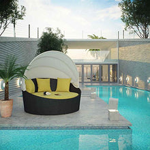 Modway Siesta Wicker Rattan Outdoor Patio Canopy Daybed in Espresso Peridot
