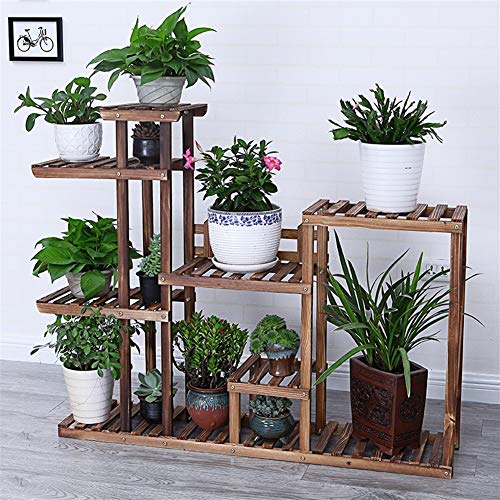 MIIKHI Indoor Plant Stand Multilayer Tiers Plant Stands Indoor Outdoor Flower Pot Holde Wooden Plant Pot Stand for Balcony Corridor Garden Terrace Multifunctional