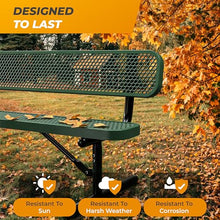 OUTTANS Heavy-Duty Outdoor Metal Bench (6 Ft - Portable with Back, Green)