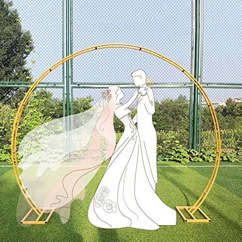 SDdPulse Garden Warch Round Metal Moon Gate Rose Arch Archway Arbor Frame Arches Wparty Circle Background Decor Flower Stand 200/220/240/260/280Cm 1 Pcs