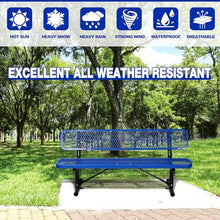 Metal Park Bench for Outside, Outdoor Bench with Backrest & Portable Frame