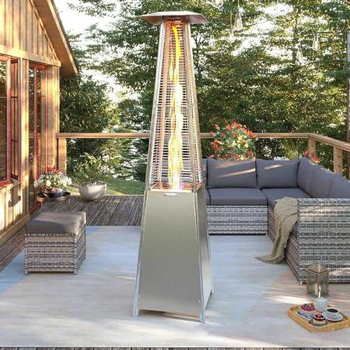 Outdoor Heaters, Outdoor Patio Propane Space Heater, 48,000 BTU Pyramid Propane Heater, Patio Heater, Portable Heater, W/Wheels, Protective Cover B