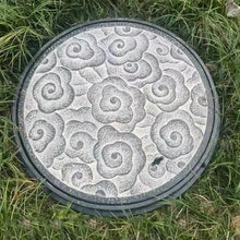 Etlegor Manhole Cover and Frame 31.5", Chinese Retro Art Manhole Cover FRP Recessed Solid Top Cover with Base Heavy Duty Metal Inspection for Yard, Septic Tank Lid(#1)