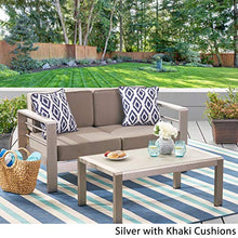 Misc Outdoor Aluminum 2-Piece Set with Cushions by Brown Silver Modern Contemporary Fabric Glass Cushion Included Water Resistant Weather