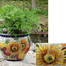 CUTPOIY Outdoor Villa Garden Large Flower Pot Hand-Painted Ceramic Mosaic Plant Pot Amen Garden Balcony Bonsai Planter European Classical Garden Planter Corridor Aisle Colorful, Sun Flower-Medium
