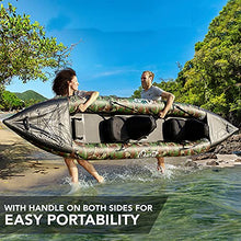 SereneLife 2 Person Inflatable Kayak - Double Kayak with Aluminum Paddles, Repair Kit - Lightweight, Portable Adult Kayaks with High-Output Pump - Durable Vinyl Kayak for Lake, Mild River - Camo