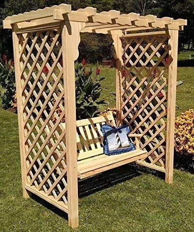 Backyard Crafts Amish-Made Covington Style Cedar Arbor with Swing 5' Wide Unfinished